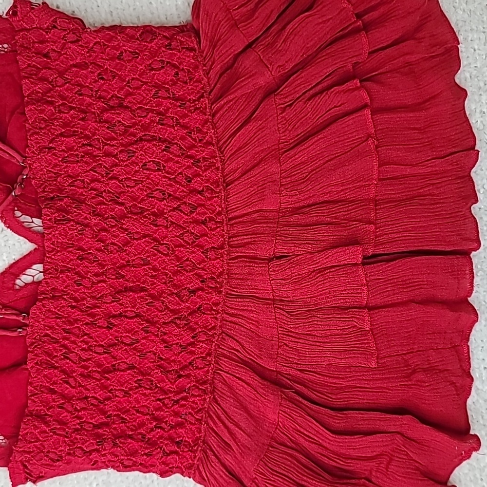 Free People Adella Peplum Cami Lace Ruffled Tank Blouse/Top in Red - NWT - Picture 17 of 17